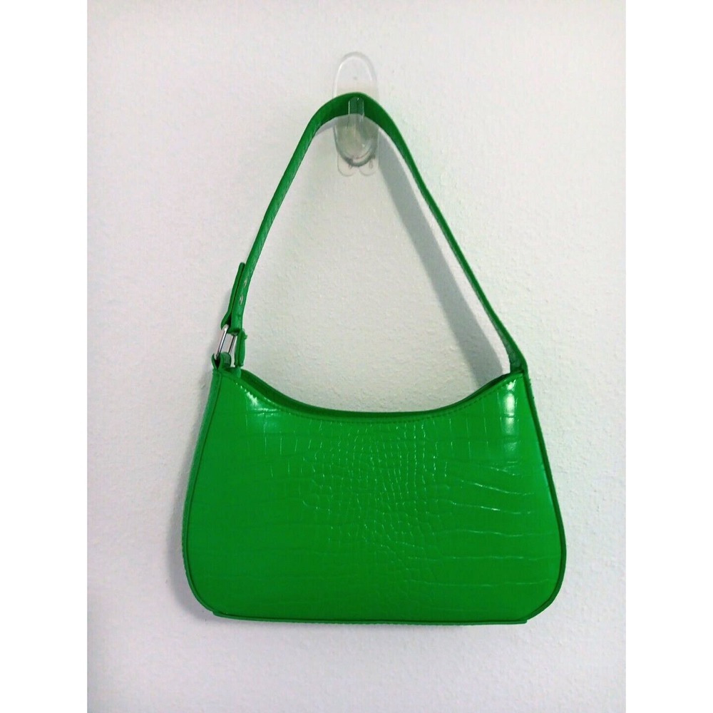 Urban Outfitters Shoulder‎ Purse GREEN Faux Crocodile Leather Y2K 90s Preppy - Picture 2 of 8